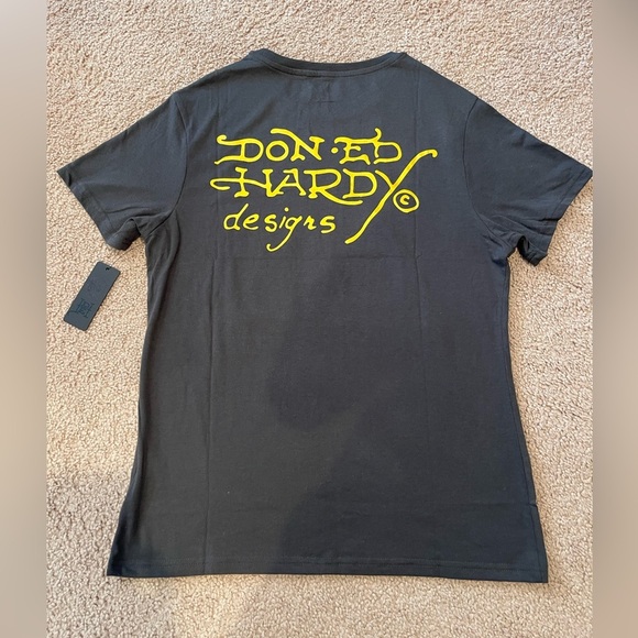 ED HARDY Ace Skull Men's Charcoal Gray T-shirt - Picture 10 of 10